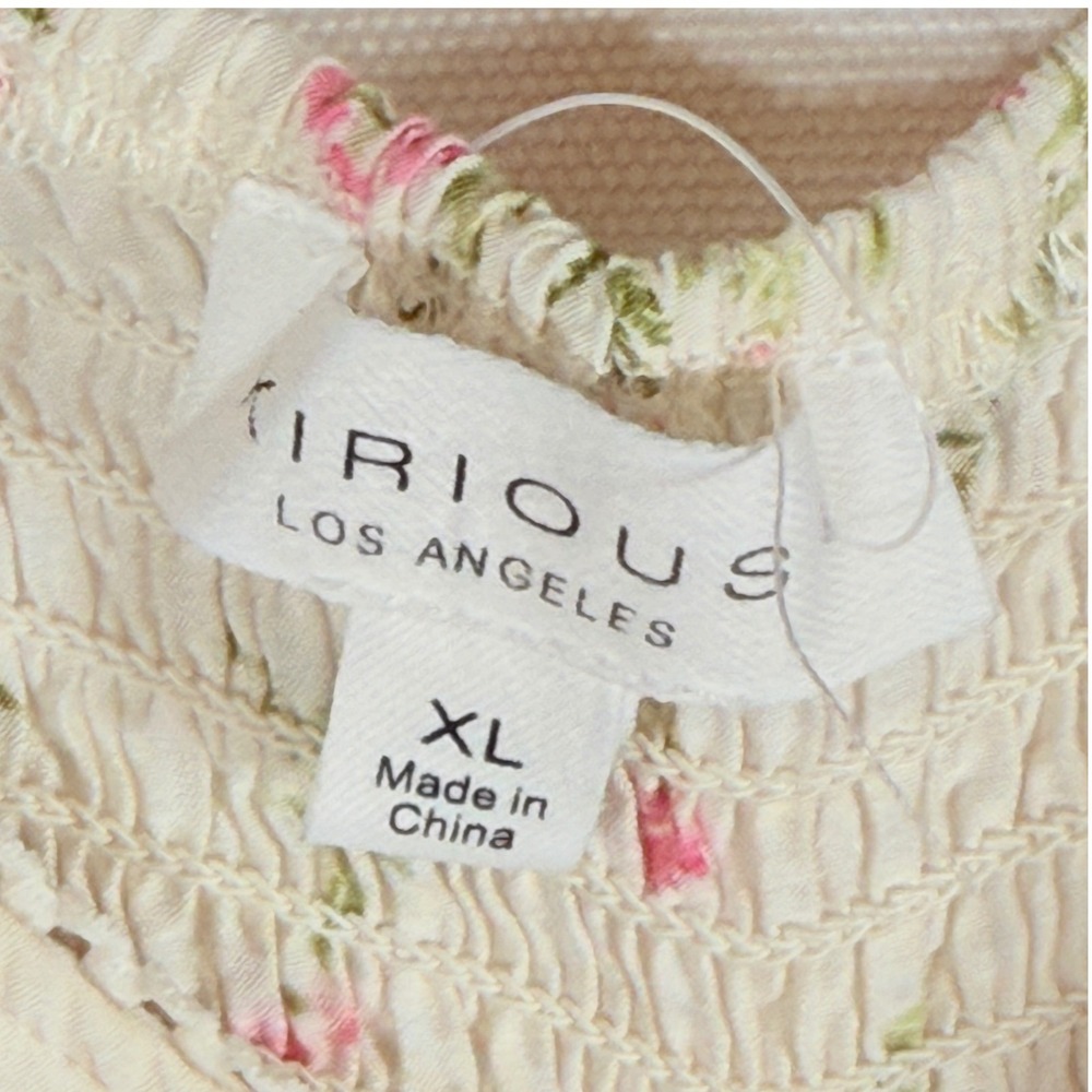 Kirious XL Tank Top Floral Smocked Pink Dainty Coquette Ballet Feminine Romantic - Picture 5 of 6